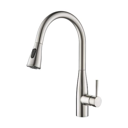 Kibi Bari-T Single Handle Pull Down Kitchen Sink Faucet, Brushed Nickle KKF2016BN